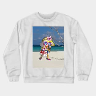 happy girl on a cuban beach Crewneck Sweatshirt
